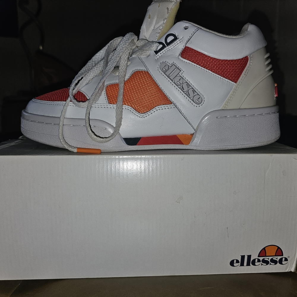 Mens Ellesse Piazza Mid Sz 8  Wht/Orange/Red VERY RARE! $80obo